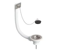 Wirquin 30723126 - Piletta per lavello da cucina, diametro 60 mm, con tappo e troppo esterno, colore: bianco