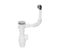 Wirquin 30723316 30723316-Set Completo di Scarico per lavabo con valvola in Acciaio Inox e troppopieno, Bianco