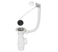 Wirquin 30724013 - Kit scarico lavello 1 vasca, 60 con bonde, sifone e troppo pieno, bianco