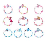 WIRZUL 10 braccialetti colorati in legno per ragazze, braccialetto dell'amicizia della sirena, gioielli per bambini, regali per le feste per ragazze, giocattolo per feste di compleanno o di Natale