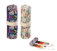 WIRZUL 2 Pezzi Astuccio Arrotolabile er Matite in Tela a 24 Fori, Astuccio arrotolabile per matite colorate, per Studenti, Pennello Pittura, Artista Scuola Ufficio