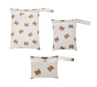 WIRZUL 3 Pz Modello di Orso Porta Pannolini e Salviette da Borsa, Wet Bag, Riutilizzabile Sacchetti Impermeabili per Pannolini con Zip da Appendere per Viaggio, Passeggino, Spiaggia, Piscina