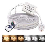 Wisada 15M Striscia LED Bianco Caldo Dimmabile 220V Flessibile Striscia LED 120 LED 2835SMD,Striscia LED Impermeabile Regolabile tramite Variatore per Mobile, Scalino, Camera (9 metri, Bianco Caldo)