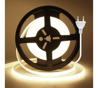 Wisada Collegamento a striscia COB AC220-240 V, taglio ogni 10 cm, nastro interno COB autoadesivo con spina, 240 LED/m, flessibile, super luminoso, CRI≥85 LED per Natale (bianco naturale, 5 m)
