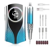 Wisada Lime à Ongles Électrique Portable avec Batterie 3600mAh, 6 Embouts et Écran LCD, Rechargeable USB, 6 Vitesses, Design Ergonomique pour Manucure Professionnelle et Soins des Ongles (Bleu)