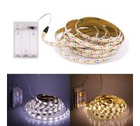 Wisada Striscia LED 5V,60 LEDs/m 3500K Bianco Caldo 3M Striscia LED Adesiva,Striscia LED Flessibile con Batteria,Illuminazione Decorativa per Interni per Soggiorno,Scale,Camera da Letto,Cucina (5m)