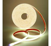 Wisada Striscia LED COB Neon da 24 V, 5 m, 320 LED/m, super luminosa, flessibile, bianco freddo, COB neon, per esterni, impermeabile, IP68, nastro autoadesivo rosso/bianco, 2 fili per terrazza, Natale