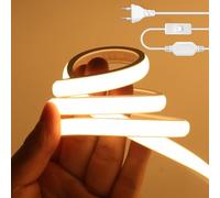 Wisada Striscia LED Neon COB 220V, IP65 Impermeabile Flessibile, 288LED/m 15m Bianco Caldo 3000K Striscia LED FCOB con Interruttore, Illuminazione Camera da Letto Cucina Soggiorno