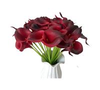 Wisafory 10 pezzi artificiale Calla Lily fiori artificiali realistici lattice calla giglio, bouquet da sposa artificiale, decorazione per matrimoni, soggiorno, ufficio, hotel, cucina, rosso vino