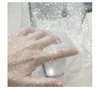 Wisafory 150 cm x 1 m, in tulle, con glitter in polvere, al metro, in tulle, decorazione per il fai da te, tutù, gonna, decorazione per il matrimonio, colore bianco