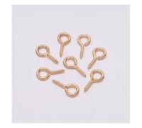 Wisafory 200 pezzi viti occhio perni a vite autofilettanti mini viti a occhiello gancio per viti per occhi in legno sughero top bottiglie fai da te gioielli KC oro 6 x 13 mm