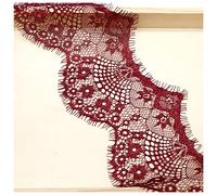 Wisafory 3 yards, bordatura in pizzo, bordatura in pizzo, bordatura elastica in pizzo, per il fai da te, ampio nastro decorativo in pizzo per cucito, artigianato, colore rosso