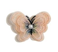 Wisafory 30 pezzi Pizzo Farfalla Tulle Ricamo Applique Tessuto Pizzo Farfalle Toppe con Perline Da Cucire Appliques Per Vestiti Fai Da Te Copricapo Borsa Champag