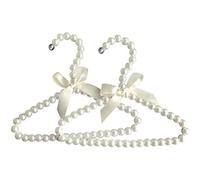 Wisafory 4 mini grucce appendiabiti con perline per bambini con nastro di fiocco, in plastica perla, antiscivolo, per bambini, animali domestici, 20 cm, colore bianco