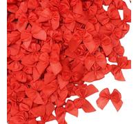 Wisafory Mini Fiocchi di Raso 200 Pezzi 2 cm Nastro di Raso per Cucito Fiocco per Regalo Piccoli Fiocchi di Natale Fiocco in Raso Bowtie Mini Fiocchi Fai da Te Colorati Doppio Facciale Rosso