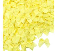 Wisafory Mini fiocchi di raso, 300 pezzi, 2 cm, nastro di raso per cucire, piccoli fiocchi di Natale, nastro di raso, mini fiocchi, fai da te, colorato doppio foglio, giallo