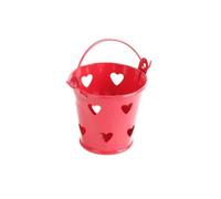 Wisafory Mini secchiello in metallo, a forma di cuore, con maniglia per dolci, bomboniere, battesimo, decorazione da tavolo, per giardino, matrimonio, casa, feste, colore rosso, 2 pezzi