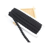 Wisafory Nastro decorativo in pizzo, nastro decorativo in pizzo, per cucito, Natale, Halloween, casa, gonna, colletto, fai da te, larghezza 1 cm, nero, 10 m