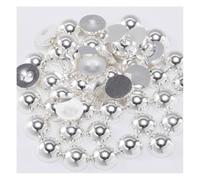Wisafory Perline semicircolari Piatto Retro Perline Mezzo Rotondo Resina Pavimenti Piatti Perle Perle Perle Artificiali per Fai da te Collane Bracciali Gioielli Abiti Da Sposa Argento 4mm x 300