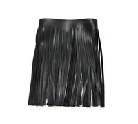 Wisafory Ruban à franges en cuir de 2 m - Bordure à franges en cuir - Ruban décoratif à franges - Pour couture, bricolage - 2 m - 20 cm - Noir