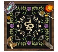 Wisafory Tovaglia con biglietti di tarocchi, motivo luna fase, fiori per altare, spirituale, altare, tarocchi, stregoneria, astrologia, quadrato, arazzo celeste, stile 3, 75 x 75 cm
