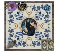 Wisafory Tovaglia con biglietti di tarocchi, motivo luna fase, fiori per altare, spirituale, altare, tarocchi, stregoneria, astrologia, quadrata, stile 8, 49 x 49 cm