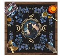 Wisafory Tovaglia con biglietti di tarocchi, motivo luna fase, fiori per altare, spirituale, altare, tarocchi, stregoneria, astrologia, quadrato, arazzo celeste, stile 9, 75 x 75 cm