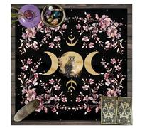 Wisafory Tovaglia con biglietti di tarocchi, motivo luna fase, fiori per altare, spirituale, altare, tarocchi, stregoneria, astrologia, quadrato, arazzo celeste, stile 6, 49 x 49 cm