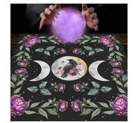 Wisafory Tovaglia con biglietti di tarocchi, motivo luna fase, fiori per altare, spirituale, altare, tarocchi, stregoneria, astrologia, tovaglia quadrata, stile 7, 49 x 49 cm