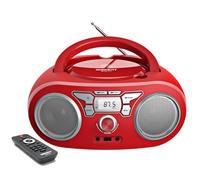WISCENT Lettore CD Boombox Portatile - Stereo con Radio FM, Ingresso Bluetooth, USB, AUX, Uscita Auricolari, Audio Domestico Compatto, AC o Alimentato a Batteria