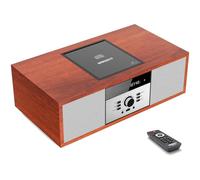 WISCENT Vintage Bluetooth Micro HiFi Systems - Impianto stereo per casa, lettore CD, con streaming audio Bluetooth, radio FM, porta USB, Aux-in, jack per cuffie