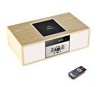 WISCENT Vintage Bluetooth Micro HiFi Systems - Impianto stereo per casa, lettore CD, con streaming audio Bluetooth, radio FM, porta USB, Aux-in (Yellow)