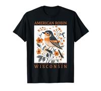 Wisconsin American Robin State Bird Viaggio Souvenir College Maglietta