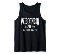 Wisconsin Badger State EST. 1848 - Souvenir con Mappa statale Canotta