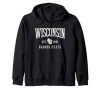 Wisconsin Badger State EST. 1848 - Souvenir con Mappa statale Felpa con Cappuccio