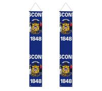 Wisconsin Bandiera dello Stato Stampa Welcome Hanging Banner, Bandiere Verticali Partito Portico Segno, per Interni ed Esterni, 180 x 30,5 cm