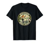Wisconsin Bird Nerd Vintage Birder Wildlife Maglietta