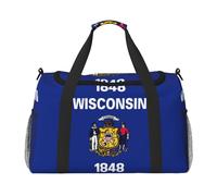 Wisconsin - Borsa a tracolla da viaggio con bandiera dello Stato, da donna, da uomo, borsa a tracolla, borsa da lavoro, borsa hobo per tutti i giorni