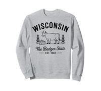 Wisconsin Formaggio Dairy Mucca Badger State Pride Est 1848 Home Felpa