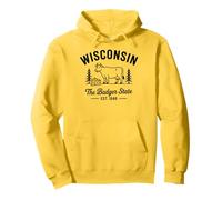 Wisconsin Formaggio Dairy Mucca Badger State Pride Est 1848 Home Felpa con Cappuccio