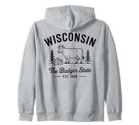 Wisconsin Formaggio Dairy Mucca Badger State Pride Est 1848 Home Felpa con Cappuccio