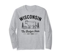 Wisconsin Formaggio Dairy Mucca Badger State Pride Est 1848 Home Maglia a Manica