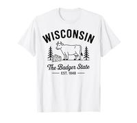 Wisconsin Formaggio Dairy Mucca Badger State Pride Est 1848 Home Maglietta