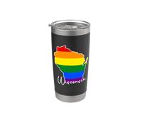 Wisconsin Mappa USA Stato Wisconsin Arcobaleno Flag Orgoglio Bicchiere termico in acciaio inox doppia parete