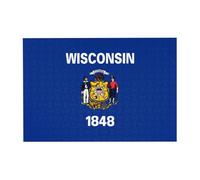 Wisconsin - Puzzle in legno con bandiera dello Stato, orizzontale, 300 pezzi, per il tempo libero e la creatività della famiglia