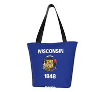 Wisconsin State Flag - Borsa a tracolla da donna, borsa a tracolla, borsa a tracolla, borsa a tracolla da viaggio per weekend, colore nero, taglia unica