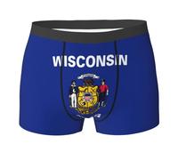 Wisconsin State Flag Print Boxer Elasticizzato retrò Boxer Uomo Resistente Intimo Maschile per L'Uso Quotidiano Sportivi Uomini S