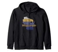 Wisconsin State Outline Map Stati Uniti Felpa con Cappuccio
