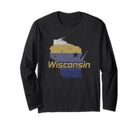 Wisconsin State Outline Map Stati Uniti Maglia a Manica