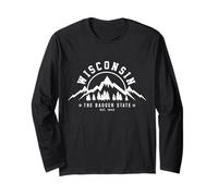 Wisconsin The Badger State EST. 1848 Vintage Mountains Regalo Maglia a Manica